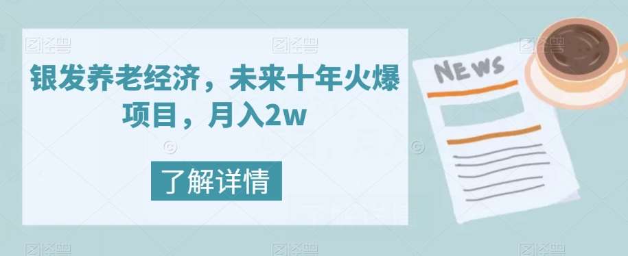 银发养老经济，未来十年火爆项目，月入2w【揭秘】网创吧-网创项目资源站-副业项目-创业项目-搞钱项目网创吧