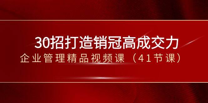（8477期）30招-打造销冠高成交力-企业管理精品视频课（41节课）网创吧-网创项目资源站-副业项目-创业项目-搞钱项目网创吧