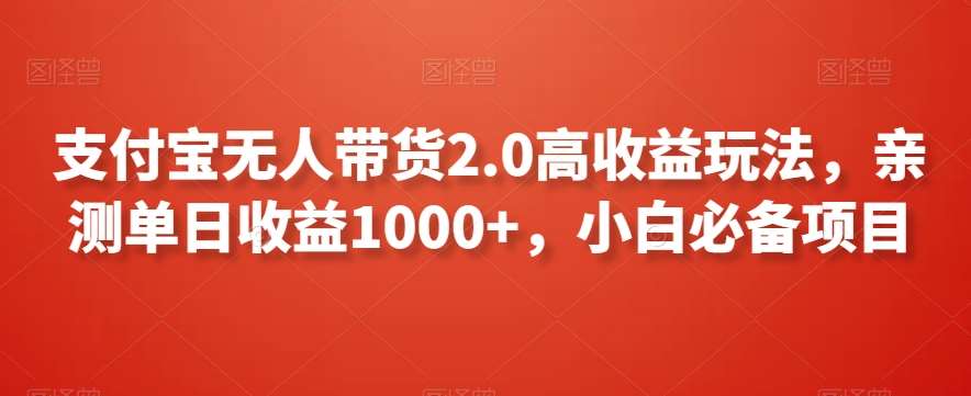 支付宝无人带货2.0高收益玩法，亲测单日收益1000+，小白必备项目【揭秘】网创吧-网创项目资源站-副业项目-创业项目-搞钱项目网创吧