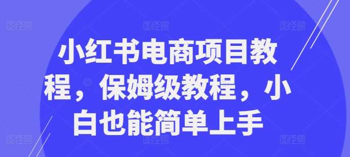 小红书电商项目教程，保姆级教程，小白也能简单上手网创吧-网创项目资源站-副业项目-创业项目-搞钱项目网创吧