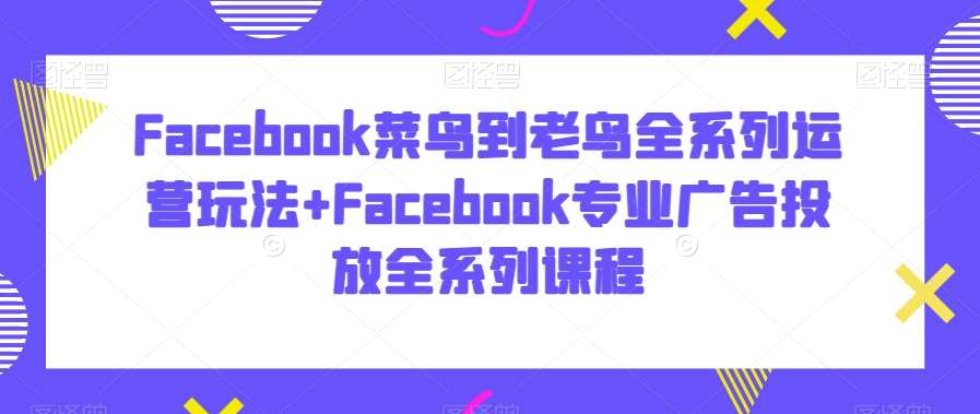 Facebook菜鸟到老鸟全系列运营玩法+Facebook专业广告投放全系列课程网创吧-网创项目资源站-副业项目-创业项目-搞钱项目网创吧