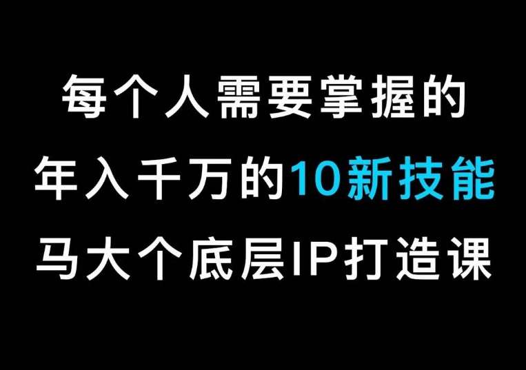 马大个的IP底层逻辑课，​每个人需要掌握的年入千万的10新技能，约会底层IP打造方法！网创吧-网创项目资源站-副业项目-创业项目-搞钱项目网创吧