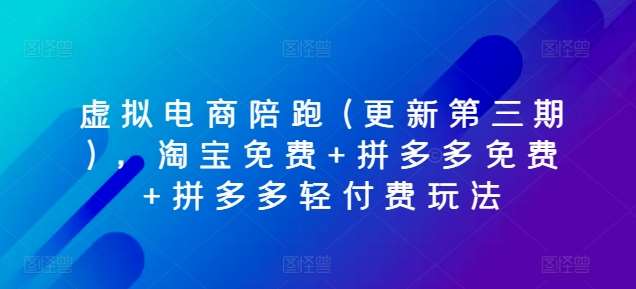 虚拟电商陪跑(更新第三期)，淘宝免费+拼多多免费+拼多多轻付费玩法网创吧-网创项目资源站-副业项目-创业项目-搞钱项目网创吧