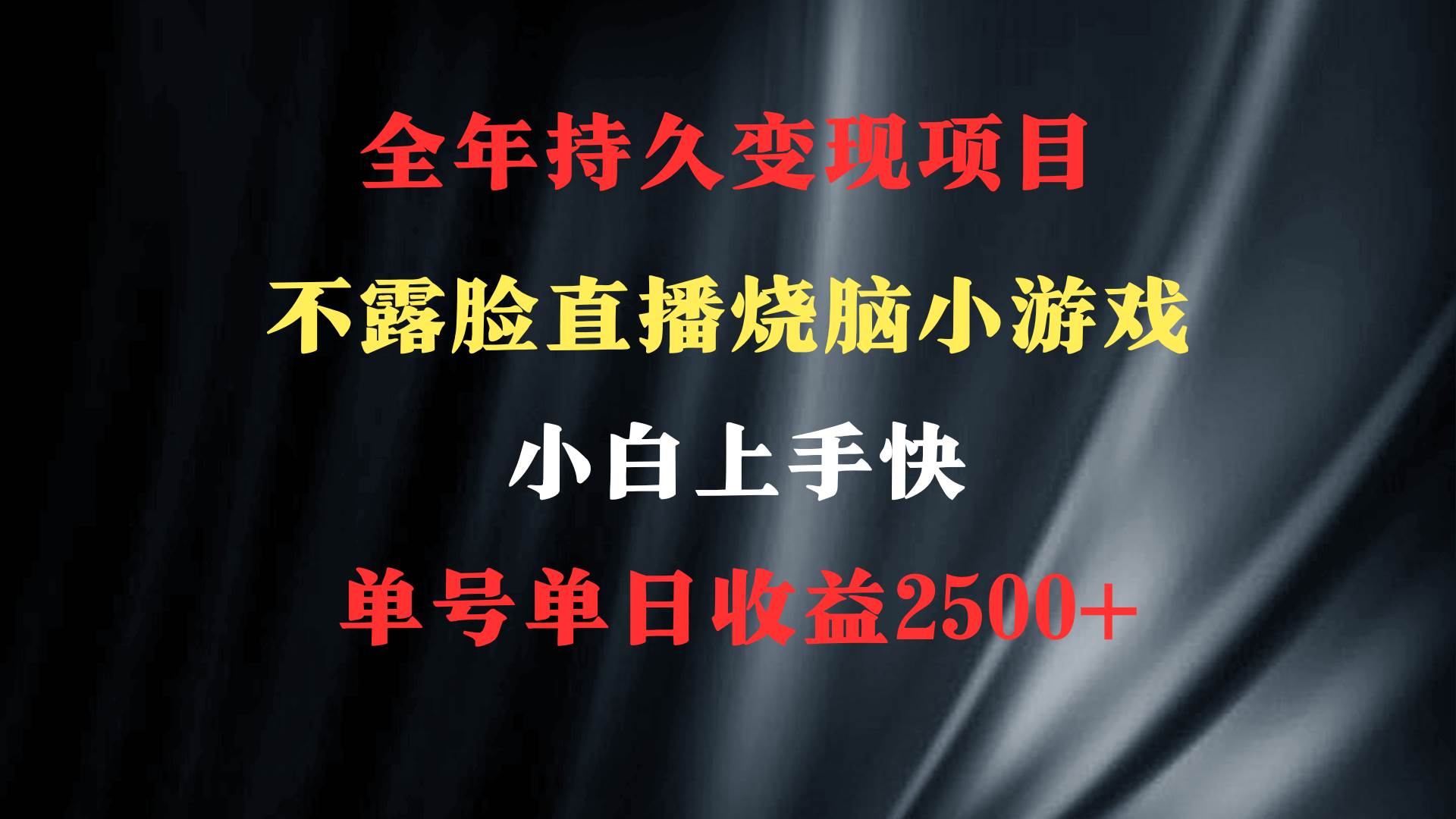 (9168期)2024年 最优项目,烧脑小游戏不露脸直播  小白上手快 无门槛 一天收益2500+网创吧-网创项目资源站-副业项目-创业项目-搞钱项目网创吧