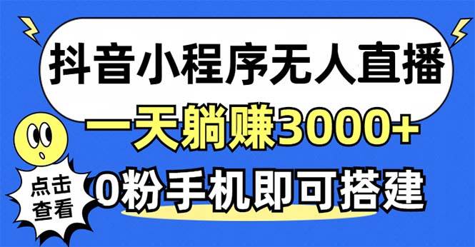 （12988期）抖音小程序无人直播，一天躺赚3000+，0粉手机可搭建，不违规不限流，小…网创吧-网创项目资源站-副业项目-创业项目-搞钱项目网创吧