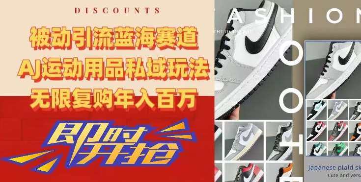 被动引流蓝海赛道,AJ运动用品私域玩法,无限复购年入百万【揭秘】网创吧-网创项目资源站-副业项目-创业项目-搞钱项目网创吧