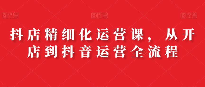 抖店精细化运营课，从开店到抖音运营全流程网创吧-网创项目资源站-副业项目-创业项目-搞钱项目网创吧