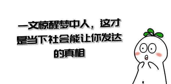 某公众号付费文章《一文惊醒梦中人，这才是当下社会能让你发达的真相》网创吧-网创项目资源站-副业项目-创业项目-搞钱项目网创吧