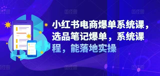 小红书电商爆单系统课，选品笔记爆单，系统课程，能落地实操网创吧-网创项目资源站-副业项目-创业项目-搞钱项目网创吧
