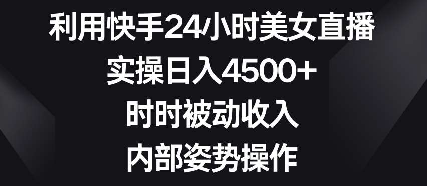 利用快手24小时美女直播，实操日入4500+，时时被动收入，内部姿势操作【揭秘】网创吧-网创项目资源站-副业项目-创业项目-搞钱项目网创吧