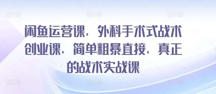 闲鱼运营课，外科手术式战术创业课，简单粗暴直接，真正的战术实战课网创吧-网创项目资源站-副业项目-创业项目-搞钱项目网创吧