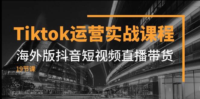 Tiktok运营实战课程，海外版抖音短视频直播带货（19节课）网创吧-网创项目资源站-副业项目-创业项目-搞钱项目网创吧