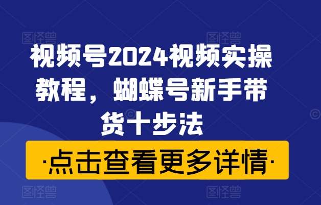 视频号2024视频实操教程，蝴蝶号新手带货十步法网创吧-网创项目资源站-副业项目-创业项目-搞钱项目网创吧