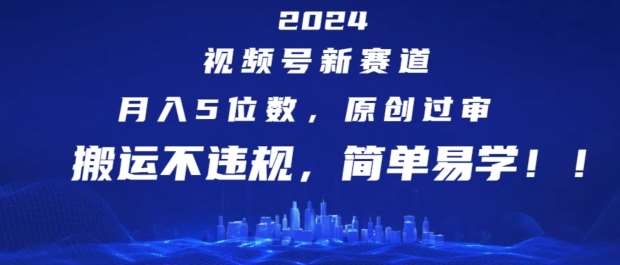 2024视频号新赛道，月入5位数+，原创过审，搬运不违规，简单易学【揭秘】网创吧-网创项目资源站-副业项目-创业项目-搞钱项目网创吧