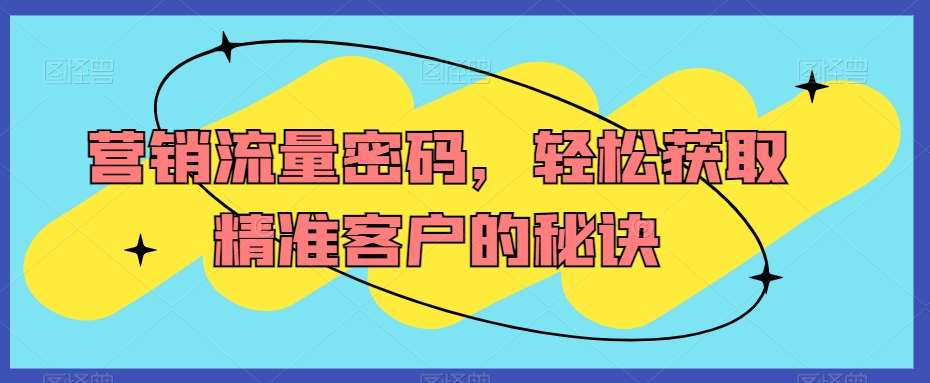 营销流量密码，轻松获取精准客户的秘诀网创吧-网创项目资源站-副业项目-创业项目-搞钱项目网创吧