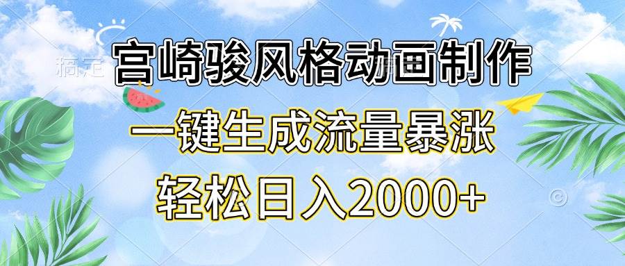 (13386期)宫崎骏风格动画制作,一键生成流量暴涨,轻松日入2000+网创吧-网创项目资源站-副业项目-创业项目-搞钱项目网创吧