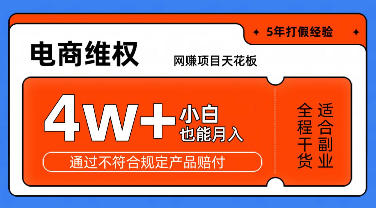 网赚项目天花板电商购物维权月收入稳定4w+独家玩法小白也能上手网创吧-网创项目资源站-副业项目-创业项目-搞钱项目网创吧