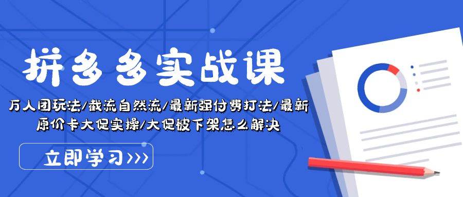 （10865期）拼多多·实战课：万人团玩法/截流自然流/最新强付费打法/最新原价卡大促..网创吧-网创项目资源站-副业项目-创业项目-搞钱项目网创吧