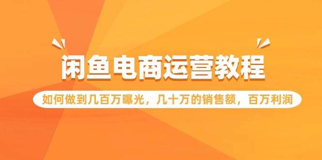 (9560期)闲鱼电商运营教程:如何做到几百万曝光,几十万的销售额,百万利润网创吧-网创项目资源站-副业项目-创业项目-搞钱项目网创吧