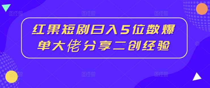 红果短剧日入5位数爆单大佬分享二创经验网创吧-网创项目资源站-副业项目-创业项目-搞钱项目网创吧