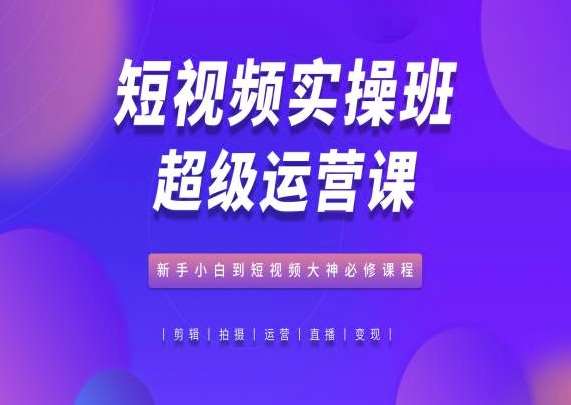 短视频实操班超级运营课，新手小白到短视频大神必修课程网创吧-网创项目资源站-副业项目-创业项目-搞钱项目网创吧