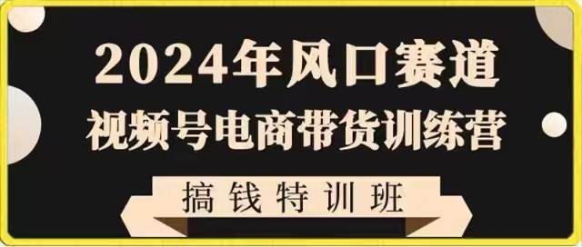 2024年风口赛道视频号电商带货训练营搞钱特训班，带领大家快速入局自媒体电商带货网创吧-网创项目资源站-副业项目-创业项目-搞钱项目网创吧