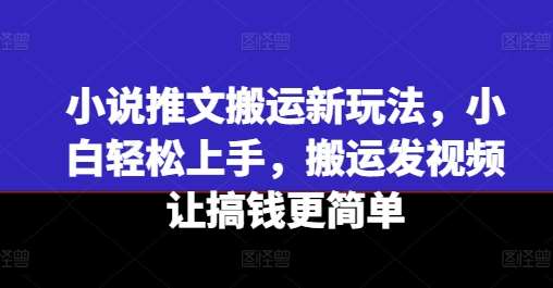 小说推文搬运新玩法，小白轻松上手，搬运发视频让搞钱更简单网创吧-网创项目资源站-副业项目-创业项目-搞钱项目网创吧