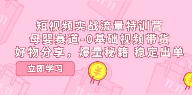 短视频实战流量特训营，母婴赛道-0基础带货，好物分享，爆量秘籍 稳定出单网创吧-网创项目资源站-副业项目-创业项目-搞钱项目网创吧