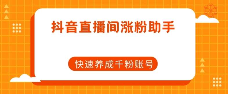 抖音直播间涨粉助手，快速养成千粉账号网创吧-网创项目资源站-副业项目-创业项目-搞钱项目网创吧
