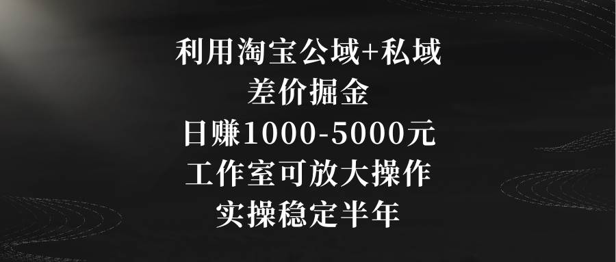 （8952期）利用淘宝公域+私域差价掘金，日赚1000-5000元，工作室可放大操作，实操…网创吧-网创项目资源站-副业项目-创业项目-搞钱项目网创吧