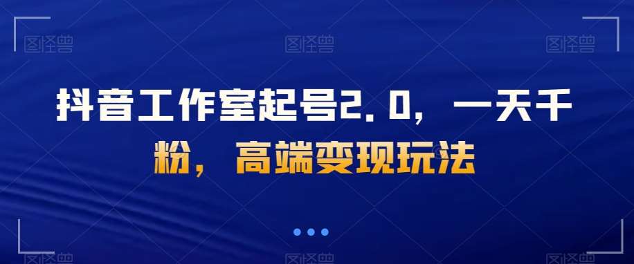 抖音工作室起号2.0,一天千粉,高端变现玩法【揭秘】网创吧-网创项目资源站-副业项目-创业项目-搞钱项目网创吧