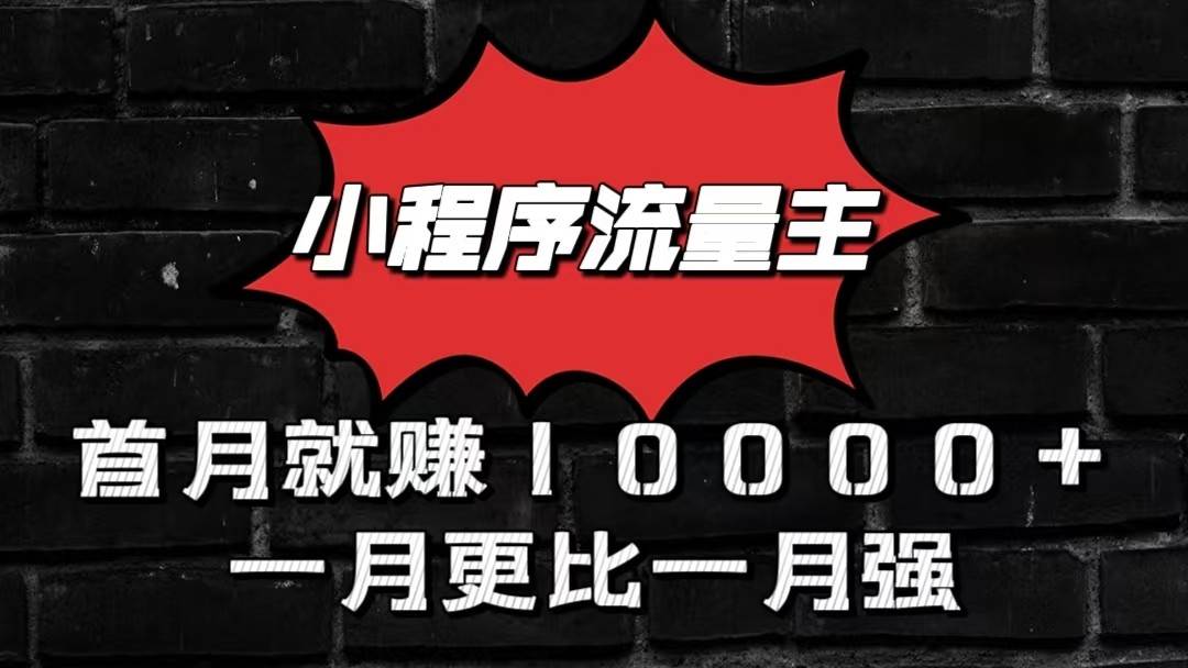 小程序流量主首月就赚10000+，一月更比一月强！小本创业首选网创吧-网创项目资源站-副业项目-创业项目-搞钱项目网创吧