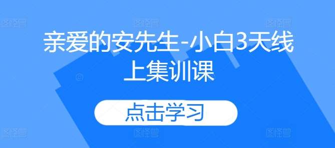 亲爱的安先生-小白3天线上集训课网创吧-网创项目资源站-副业项目-创业项目-搞钱项目网创吧
