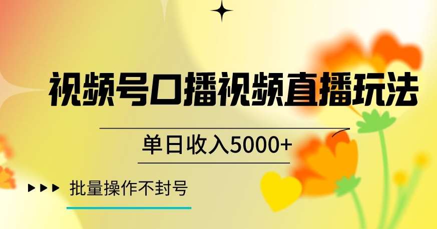 视频号囗播视频直播玩法，单日收入5000+，批量操作不封号【揭秘】网创吧-网创项目资源站-副业项目-创业项目-搞钱项目网创吧