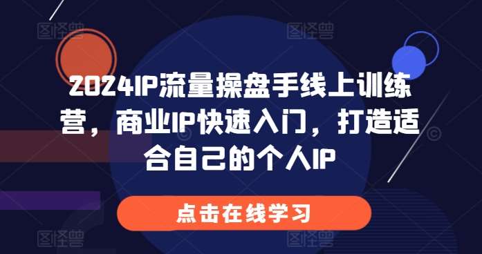 2024IP流量操盘手线上训练营，商业IP快速入门，打造适合自己的个人IP网创吧-网创项目资源站-副业项目-创业项目-搞钱项目网创吧