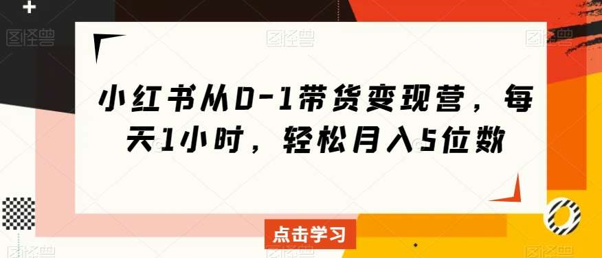 小红书从0-1带货变现营，每天1小时，轻松月入5位数网创吧-网创项目资源站-副业项目-创业项目-搞钱项目网创吧