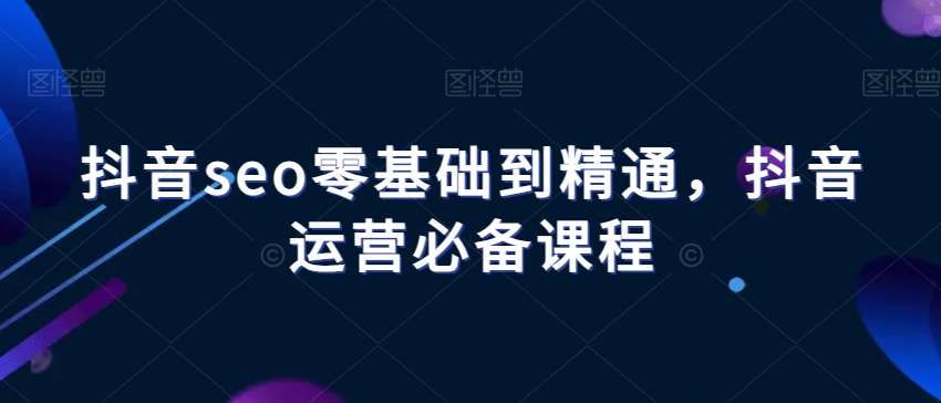 抖音seo零基础到精通，抖音运营必备课程网创吧-网创项目资源站-副业项目-创业项目-搞钱项目网创吧