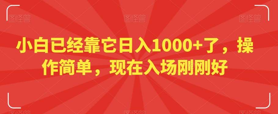 小白已经靠它日入1000+了，操作简单，现在入场刚刚好【揭秘】网创吧-网创项目资源站-副业项目-创业项目-搞钱项目网创吧
