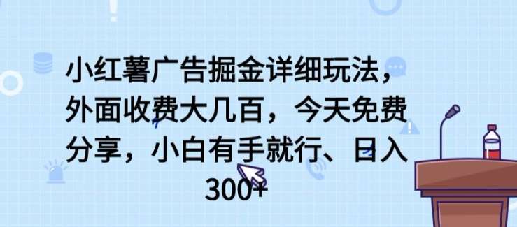 小红薯广告掘金详细玩法，外面收费大几百，小白有手就行，日入300+【揭秘】网创吧-网创项目资源站-副业项目-创业项目-搞钱项目网创吧
