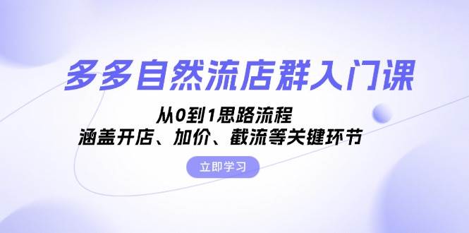 （13279期）多多自然流店群入门课，从0到1思路流程，涵盖开店、加价、截流等关键环节网创吧-网创项目资源站-副业项目-创业项目-搞钱项目网创吧