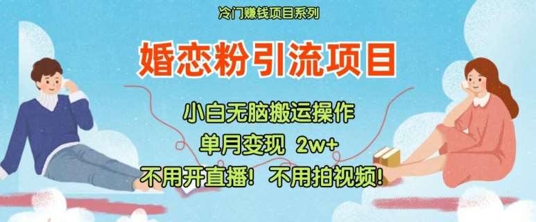 小红书婚恋粉引流，不用开直播，不用拍视频，不用做交付【揭秘】网创吧-网创项目资源站-副业项目-创业项目-搞钱项目网创吧