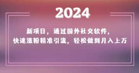 2024新项目，通过国外社交软件，快速涨粉精准引流，轻松做到月入上万【揭秘】网创吧-网创项目资源站-副业项目-创业项目-搞钱项目网创吧