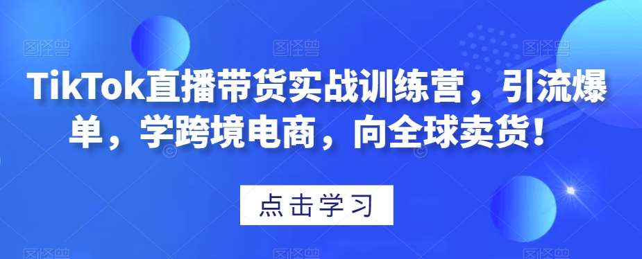 TikTok直播带货实战训练营，引流爆单，学跨境电商，向全球卖货！网创吧-网创项目资源站-副业项目-创业项目-搞钱项目网创吧