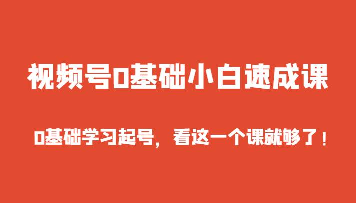 视频号0基础小白速成课，0基础学习起号，看这一个课就够了！网创吧-网创项目资源站-副业项目-创业项目-搞钱项目网创吧