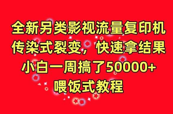 全新另类影视流量复印机，传染式裂变，快速拿结果，小白一周搞了50000+，喂饭式教程【揭秘】网创吧-网创项目资源站-副业项目-创业项目-搞钱项目网创吧