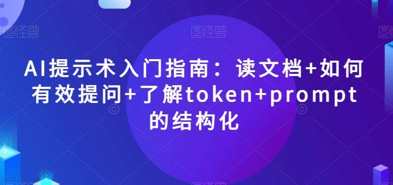 AI提示术入门指南：读文档+如何有效提问+了解token+prompt的结构化【揭秘】网创吧-网创项目资源站-副业项目-创业项目-搞钱项目网创吧