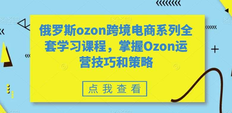 俄罗斯ozon跨境电商系列全套学习课程，掌握Ozon运营技巧和策略网创吧-网创项目资源站-副业项目-创业项目-搞钱项目网创吧