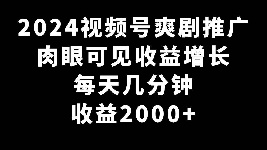 （9028期）2024视频号爽剧推广，肉眼可见的收益增长，每天几分钟收益2000+网创吧-网创项目资源站-副业项目-创业项目-搞钱项目网创吧