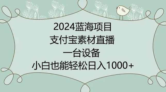 2024年蓝海项目，支付宝素材直播，无需出境，小白也能日入1000+ ，实操教程【揭秘】网创吧-网创项目资源站-副业项目-创业项目-搞钱项目网创吧