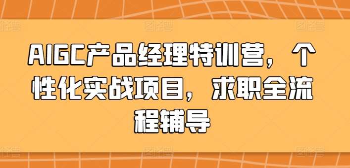 AIGC产品经理特训营，个性化实战项目，求职全流程辅导网创吧-网创项目资源站-副业项目-创业项目-搞钱项目网创吧